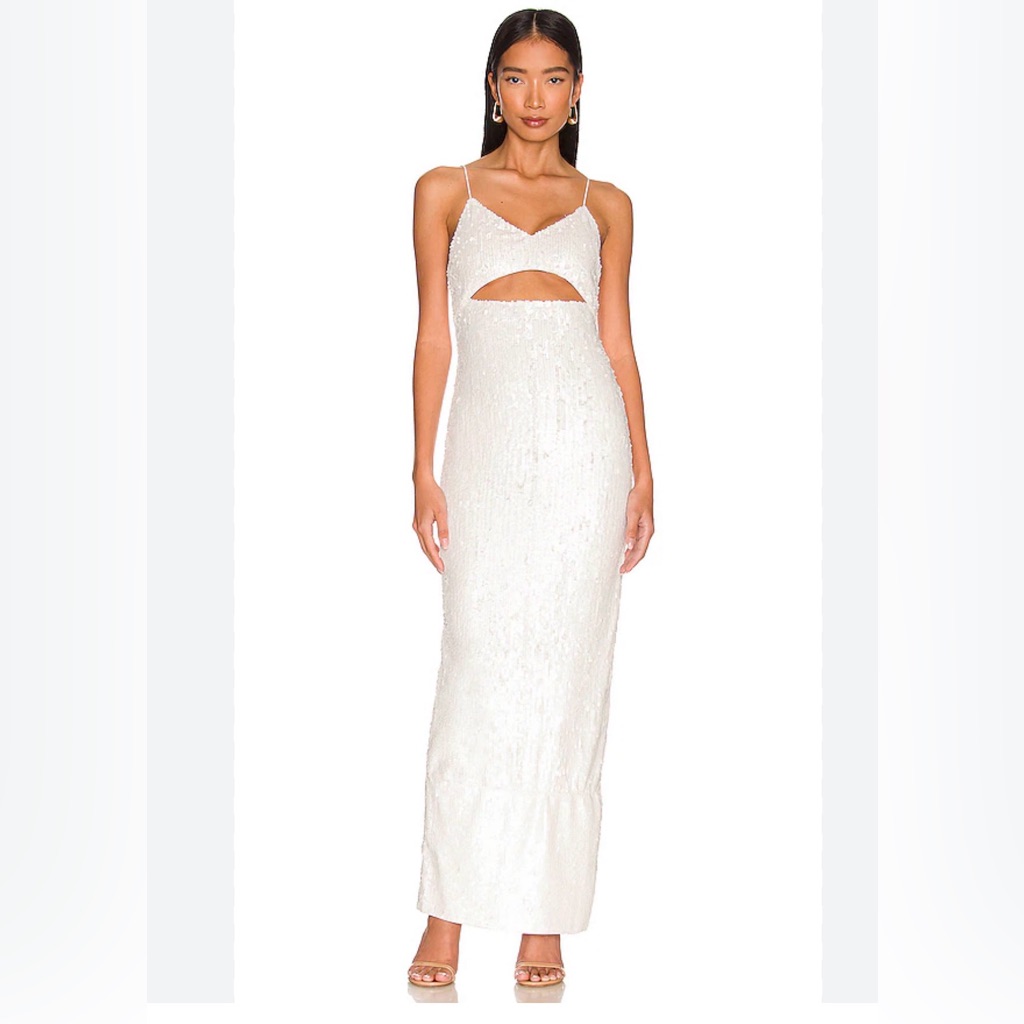 Alice + Olivia Sparkling White Backless Dress